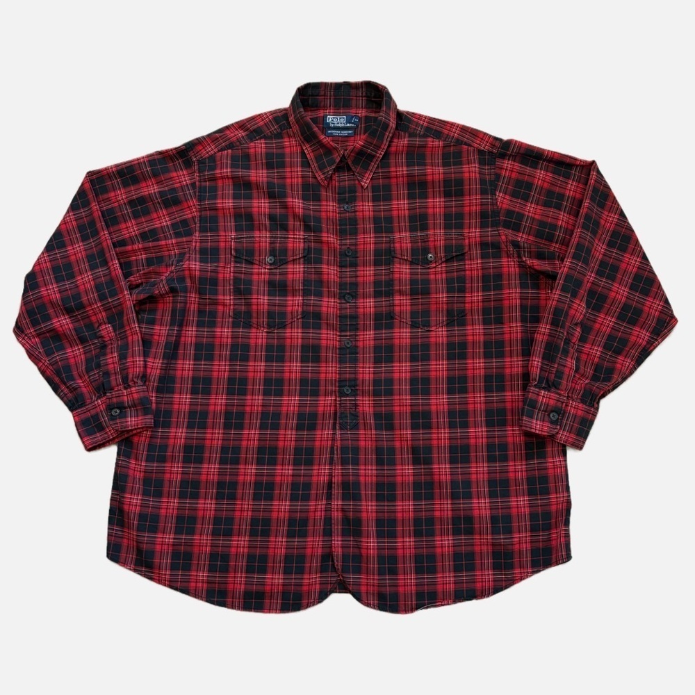 Polo Ralph Lauren Woodsman Workshirt Mens XXL Red Black Plaid Cotton Shirt